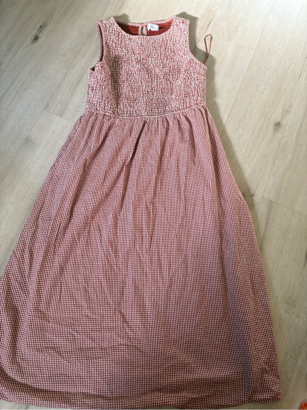 Cotton Dress Joie Red and White Gingham Smocked Top